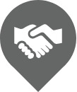 CRM handshake teardrop icon