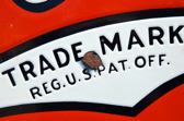 A red and black colored image with the word trademark written on it