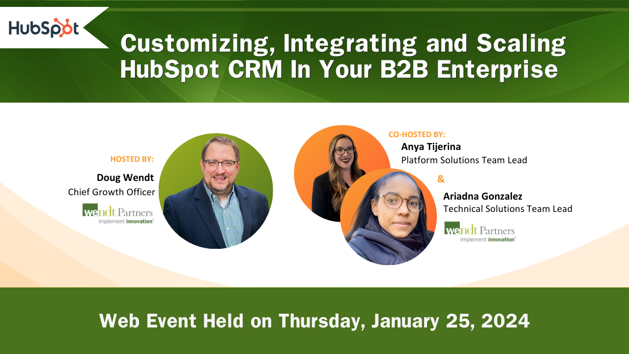Website Web Event Page - Customizing, Integrating and Scaling HubSpot CRM In Your B2B Enterprise January 25, 2024